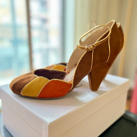 Bettie Page by Ellie Retro Colorblock Mary Jane Heels - Picture 3 of 6